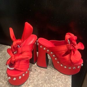 Sugar thrills red heels bows and rhinestones